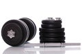 Big dumbells over white background Royalty Free Stock Photo