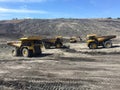 Big dump trucks view on coal mine area Royalty Free Stock Photo