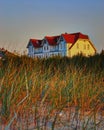 Big dwelling house in the sunset in the Baltic Sea resort Ahlbeck. Germany