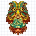 Big eagle owl. Birds. Hand drawn doodle zentangle Royalty Free Stock Photo