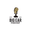 Big ear podcast logo design template Royalty Free Stock Photo