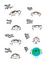 Big ecological set of Greta Thunberg shouting phrases hand drawn vector illustration in cartoon comic style