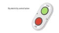 Big electricity control push button. Green start and red stop circles buttons. Isometric vector illllustration. Electric power on