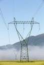 Big electricity high voltage pylon with power lines Royalty Free Stock Photo