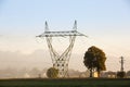 Big electricity high voltage pylon with power lines Royalty Free Stock Photo