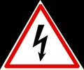 Big electricity warning sign isolated on the black background Royalty Free Stock Photo