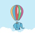 Big Elephant Flying Floating Hot Air Balloon Zoo Cartoon Character Royalty Free Stock Photo