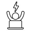 Big energy late work icon outline vector. Fast active man