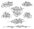 Big et of handwritten calligraphic Christmas lettering. Vector collection