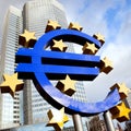 Big Euro sign against building of European Central Bank