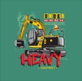 Big excavator in action. Vector cartoon illustration Royalty Free Stock Photo