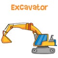 Big excavator cartoon vector