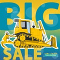 Big excavator sale. Bagger discount background. Design template. Digger label. Royalty Free Stock Photo