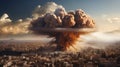 Big explosion is flying over a city in Israel. Burst of Blue Atmosphere Royalty Free Stock Photo