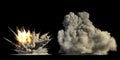 Big explosions on black Royalty Free Stock Photo