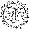 Big eye sun simple hand drawing black and white Royalty Free Stock Photo