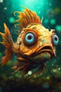 Big-eyed Fishy Head: A Cute, Adorable, and Gonzo Mythical Creatu Royalty Free Stock Photo