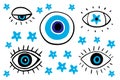 Big eyes set different forms hand drawn vector illustrations in cartoon comic style Royalty Free Stock Photo