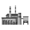 Big factory with pipes icon, gray monochrome style Royalty Free Stock Photo