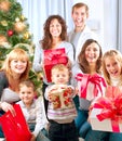 Big Family with Christmas Gifts Royalty Free Stock Photo