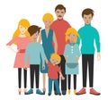 Big family with five children. Mother, father and kids. Flat people figures. Vector Royalty Free Stock Photo