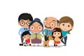 Big family happy together. smiling family portrait. Mother, father daughter, son, grandparents. Vector illustration of a flat Royalty Free Stock Photo