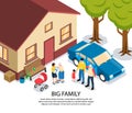 Big Family Isometric Illustration