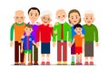 Big family portrait. Love concept. Father, mother, son, daughter, grandfather, grandmother. Children and parents. Happy childhood Royalty Free Stock Photo