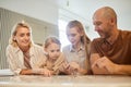 Big Family Solving Jigsaw Puzzle Royalty Free Stock Photo