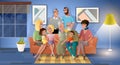 Family Three Generations Together Cartoon Vector