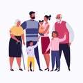Big Family Together. Vector Illustration in Flat Cartoon Style. Royalty Free Stock Photo