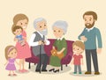 Big family together. Vector illustration of a flat design cat Royalty Free Stock Photo