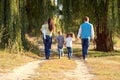 Big family walking in the park. Royalty Free Stock Photo