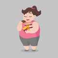 Big Fat Happy woman enjoy eat donut snack