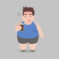 Big Fat Man drinking black coffee for slender body, ice america no, no sugar
