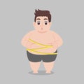 Big Fat Man worry wearing short pants Tape measure Royalty Free Stock Photo