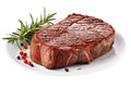 big fat meat medallion filet on a white plate. transparent PNG file. Royalty Free Stock Photo