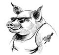 Pig with a tattoo