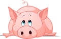 Big fat pig lay down - vector illustration Royalty Free Stock Photo