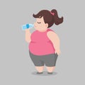 Big Fat woman drinking fresh water