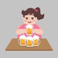Big Fat women drinking a mug of beer