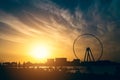 Big Ferris Wheel in Dubai Marina at sunset, United Arab Emirates