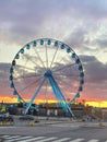 A Big Ferris Wheel at Sundown in the Harbour of Helsinki, Finland Royalty Free Stock Photo