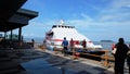 Big ferry docked at the jetty