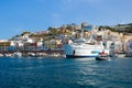 Big ferry in the harbor of Ponza island, Lazio, Italy