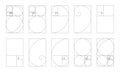 Big fibonacci numbers, array set. Collection of vertical golden ratio harmony proportions. Royalty Free Stock Photo