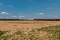 Big fields in the middle of the german countryside with hills, forests and meadows Royalty Free Stock Photo