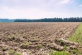 Big fields in the middle of the german countryside with hills, forests and meadows Royalty Free Stock Photo