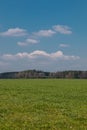 Big fields in the middle of the german countryside with hills, forests and meadows Royalty Free Stock Photo