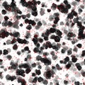 Big figured black and grey spots with red small dots. White background. Seamless patternBig figured black and grey spots with red